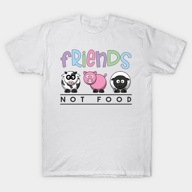 Friends Not Food Vegetarian T-Shirt by TheBlackCatprints